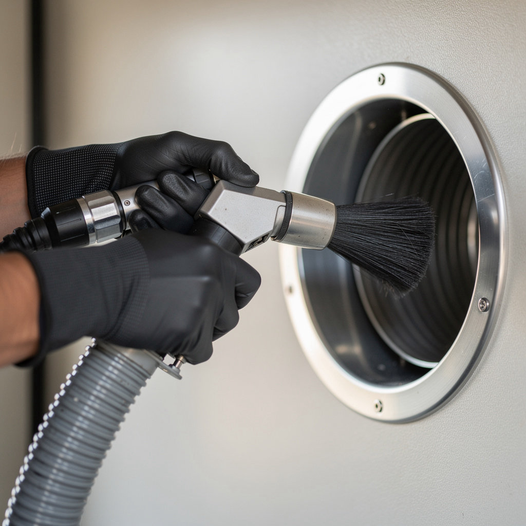 Semi Air Duct Cleaning San Diego technician servicing commercial vehicle HVAC system for improved air quality