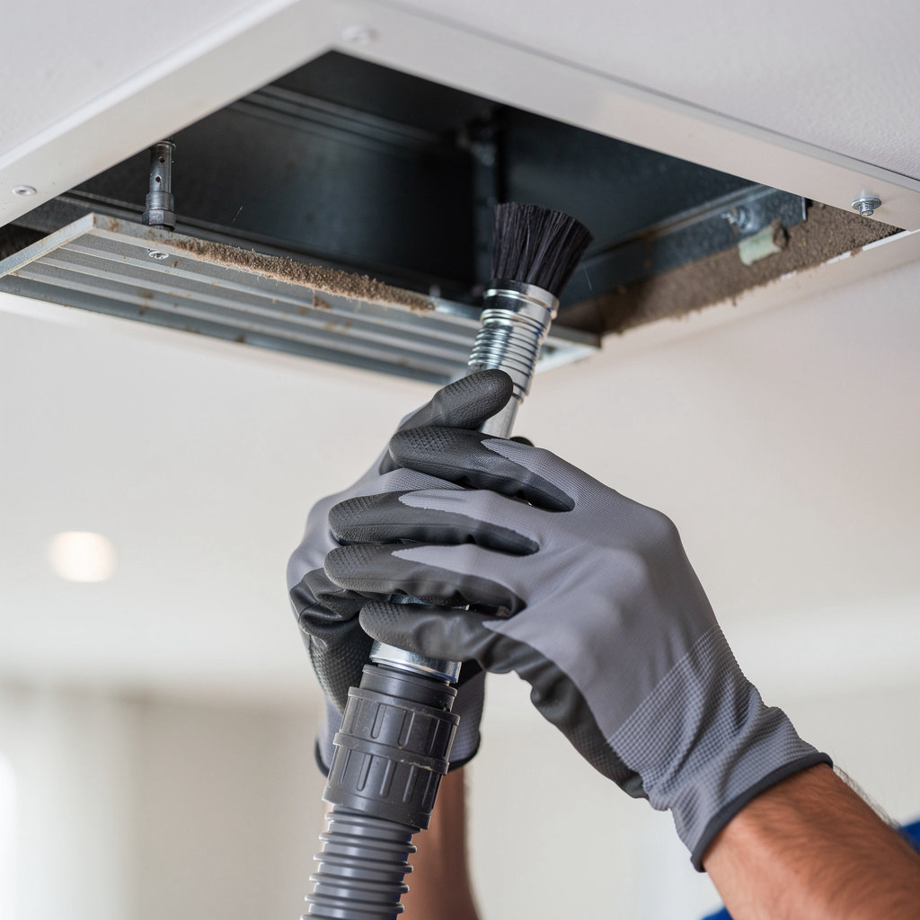 Semi Air Duct Cleaning San Diego technician performing professional residential air duct cleaning service in a San Diego home